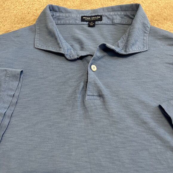 PETER MILLAR Crown Crafted Men's Polo Shirt Short Sleeves Cotton Blue Size XL - Picture 2 of 11